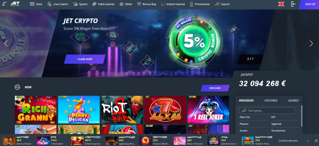 Jet Casino Screenshot